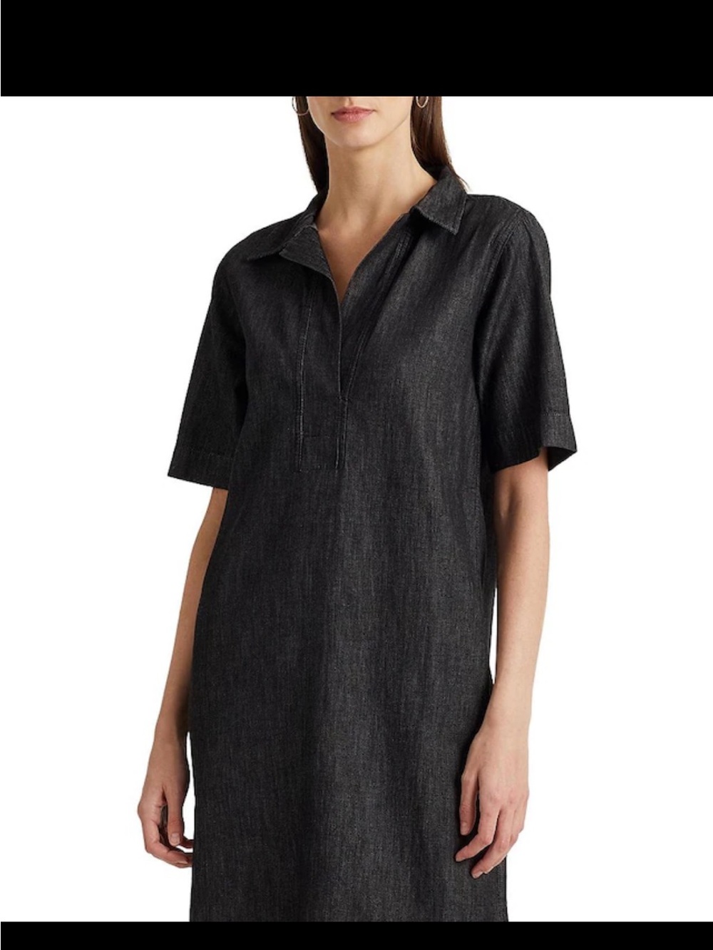 Lauren Ralph Lauren Denim Shift Dress XL Johnny Short Sleeve Chambray Like New
